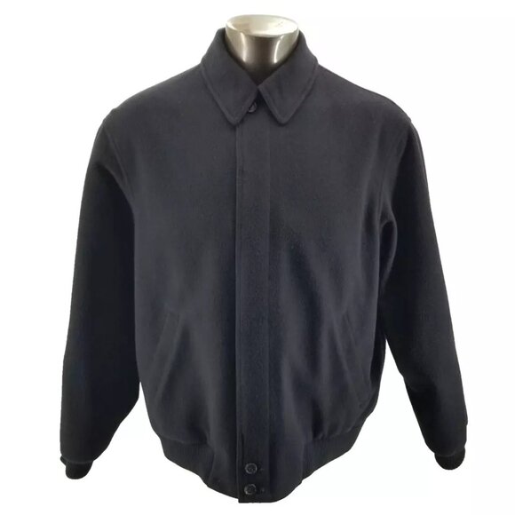 Jos. A. Bank Full Zip Wool Cashmere Blue Bomber Lined Jacket Men's Medium - Picture 1 of 13